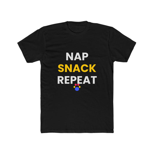 Cat funny t-shirt front - Persian Cat - Nap Snack Repeat - black