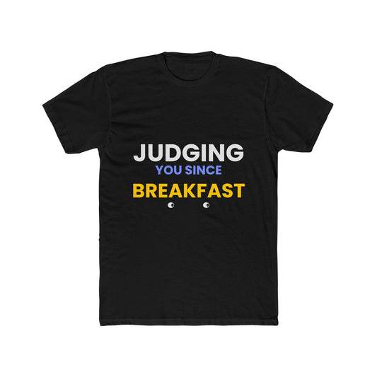 Cat funny t-shirt front - Siamese Cat - Judging You Since Breakfast - black