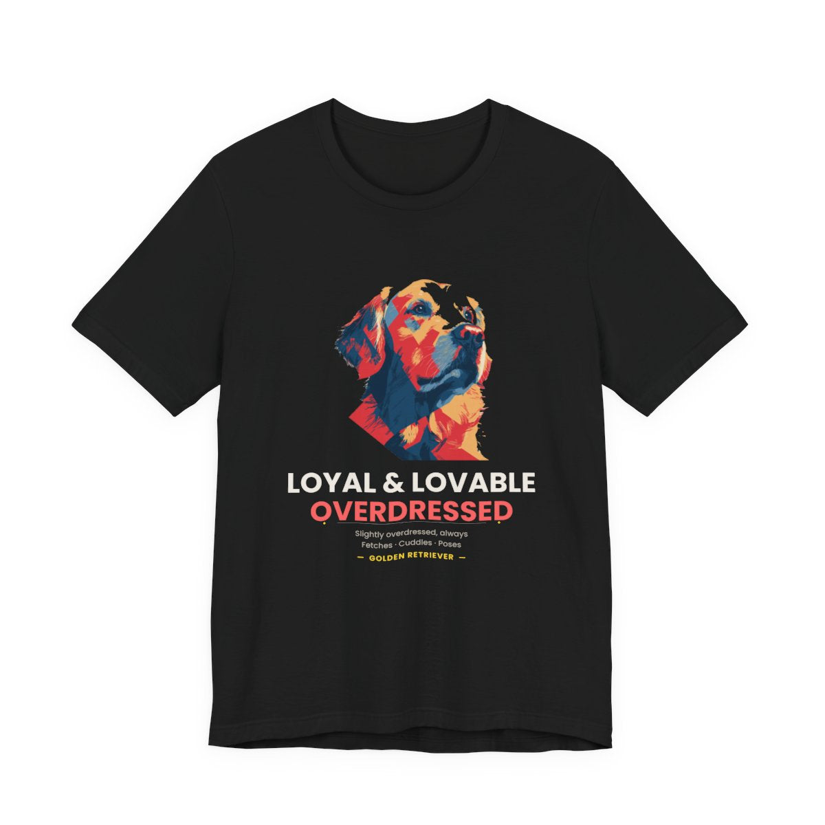 Golden Retriever - Loyal, Lovable & Slightly Overdressed — illustrated front mockup