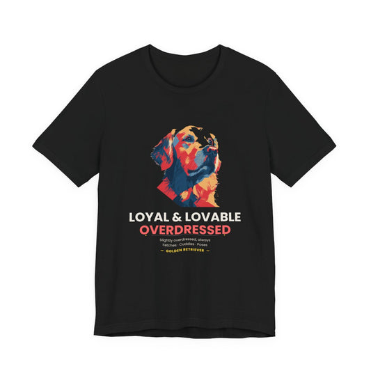 Golden Retriever - Loyal, Lovable & Slightly Overdressed — illustrated front mockup