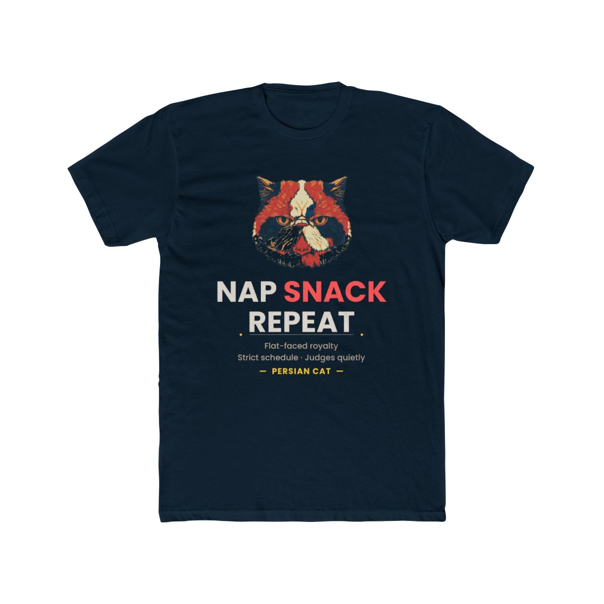 Persian Cat - Nap Snack Repeat - Solid Midnight Navy